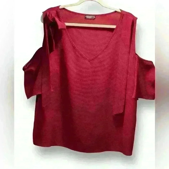 Shein Curvy 3XL Burgundy Top With Cold Shoulder New - Picture 2 of 5